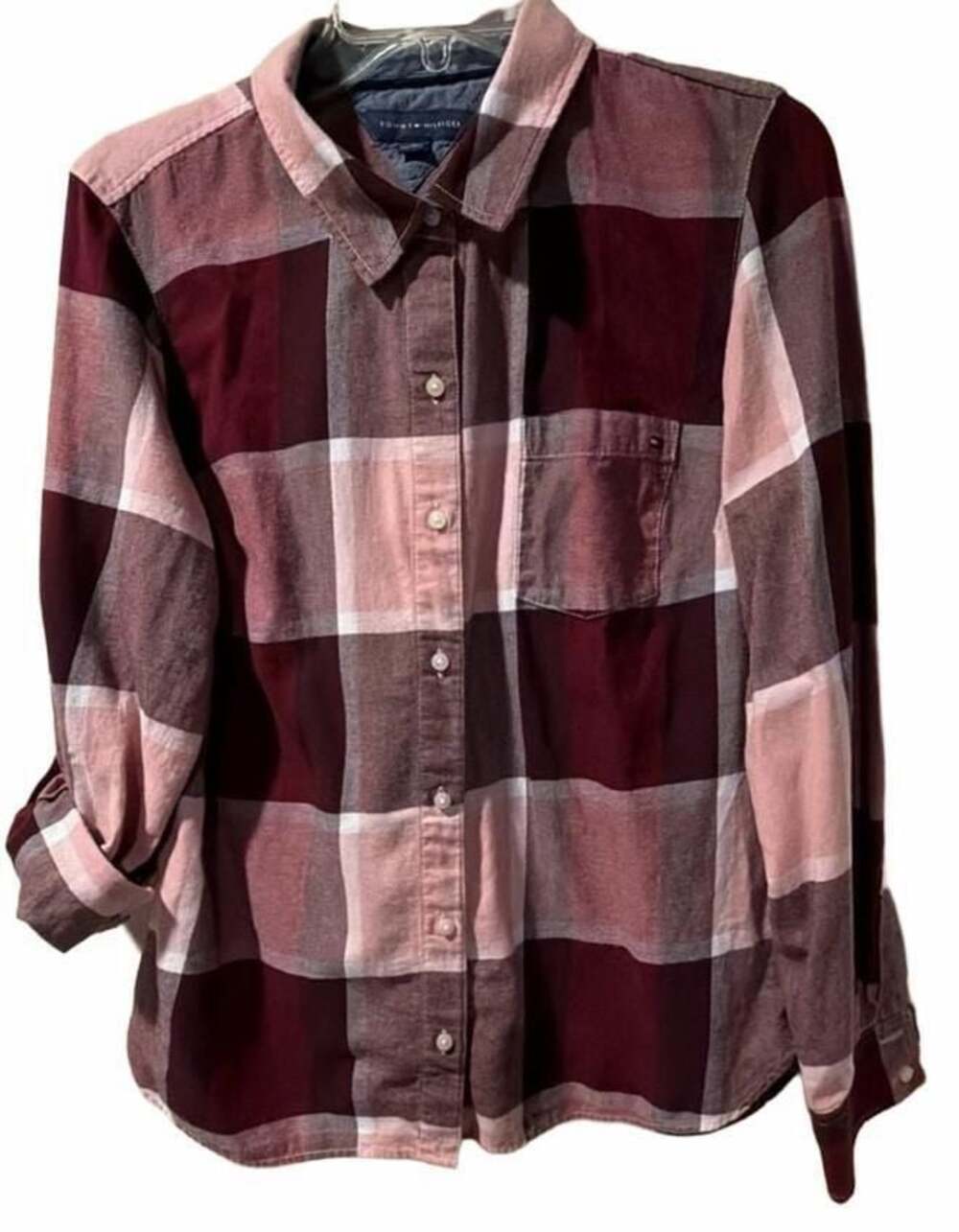 Tommy Hilfiger Women's Plaid Long Sleeve Button-Up Shirt, Size M